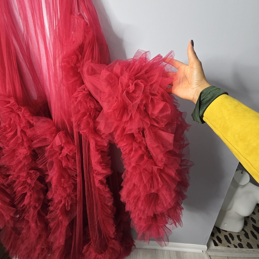 Nwt Deep Red Tulle Robe - Picture 5 of 7
